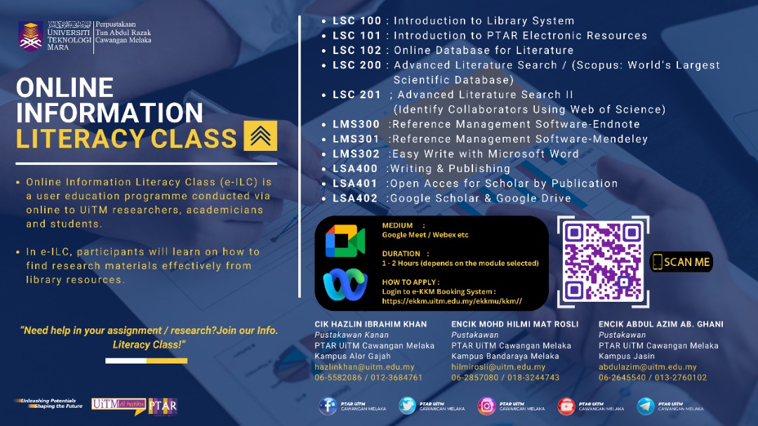 Perkhidmatan Digital PTAR : Kelas Kemahiran Maklumat
